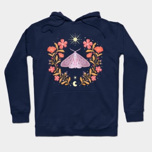 Magical moth with florals, stars and moon Hoodie